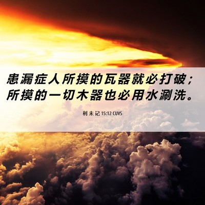 Picture 06 - 利 未 记 15:12 CUVS - 患 漏 症 人 所 摸 的 瓦 器 就 必 打 - Bible Verse Picture