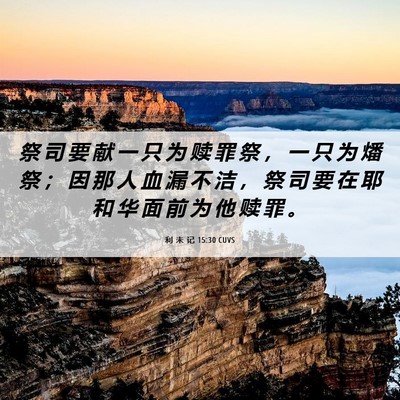 Picture 06 - 利 未 记 15:30 CUVS - 祭 司 要 献 一 只 为 赎 罪 祭 ， 一 - Bible Verse Picture