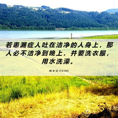 Picture 06 - 利 未 记 15:8 CUVS - 若 患 漏 症 人 吐 在 洁 净 的 人 身 - Bible Verse Picture