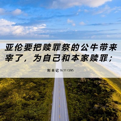 Picture 06 - 利 未 记 16:11 CUVS - 亚 伦 要 把 赎 罪 祭 的 公 牛 带 来 - Bible Verse Picture