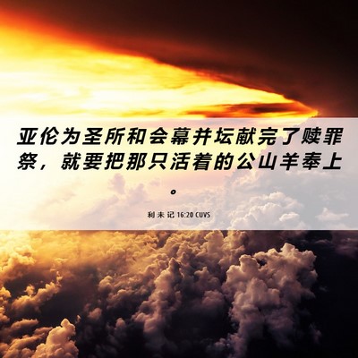 Picture 06 - 利 未 记 16:20 CUVS - 亚 伦 为 圣 所 和 会 幕 并 坛 献 完 - Bible Verse Picture
