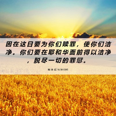 Picture 06 - 利 未 记 16:30 CUVS - 因 在 这 日 要 为 你 们 赎 罪 ， 使 - Bible Verse Picture