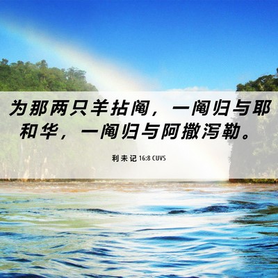 Picture 06 - 利 未 记 16:8 CUVS - 为 那 两 只 羊 拈 阄 ， 一 阄 归 与 - Bible Verse Picture