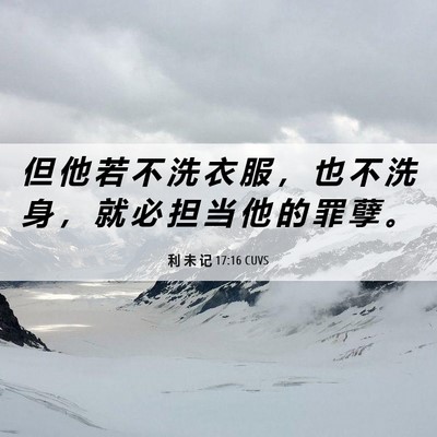 Picture 06 - 利 未 记 17:16 CUVS - 但 他 若 不 洗 衣 服 ， 也 不 洗 身 - Bible Verse Picture