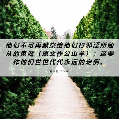 Picture 06 - 利 未 记 17:7 CUVS - 他 们 不 可 再 献 祭 给 他 们 行 邪 - Bible Verse Picture