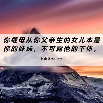 Picture 06 - 利 未 记 18:11 CUVS - 你 继 母 从 你 父 亲 生 的 女 儿 本 - Bible Verse Picture