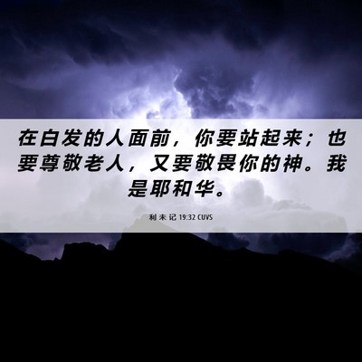 Picture 06 - 利 未 记 19:32 CUVS - 在 白 发 的 人 面 前 ， 你 要 站 起 - Bible Verse Picture