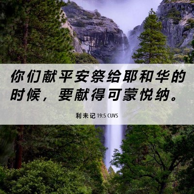 Picture 06 - 利 未 记 19:5 CUVS - 你 们 献 平 安 祭 给 耶 和 华 的 时 - Bible Verse Picture