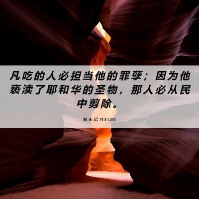 Picture 06 - 利 未 记 19:8 CUVS - 凡 吃 的 人 必 担 当 他 的 罪 孽 ； - Bible Verse Picture