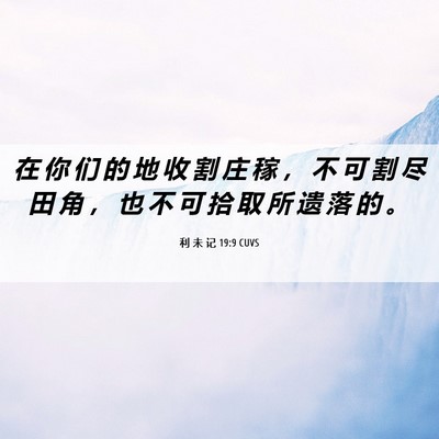 Picture 06 - 利 未 记 19:9 CUVS - 在 你 们 的 地 收 割 庄 稼 ， 不 可 - Bible Verse Picture