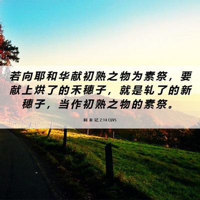 Picture 06 - 利 未 记 2:14 CUVS - 若 向 耶 和 华 献 初 熟 之 物 为 素 - Bible Verse Picture