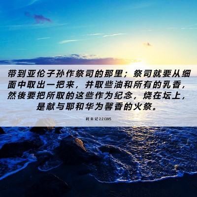 Picture 06 - 利 未 记 2:2 CUVS - 带 到 亚 伦 子 孙 作 祭 司 的 那 里 - Bible Verse Picture