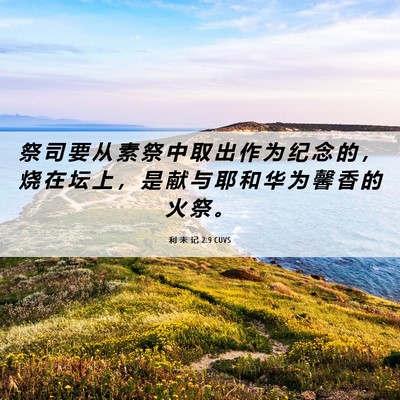 Picture 06 - 利 未 记 2:9 CUVS - 祭 司 要 从 素 祭 中 取 出 作 为 纪 - Bible Verse Picture