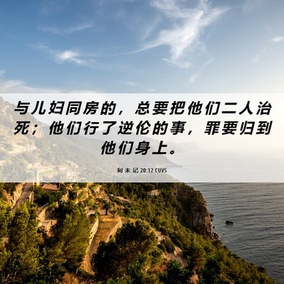 Picture 06 - 利 未 记 20:12 CUVS - 与 儿 妇 同 房 的 ， 总 要 把 他 们 - Bible Verse Picture