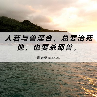Picture 06 - 利 未 记 20:15 CUVS - 人 若 与 兽 淫 合 ， 总 要 治 死 他 - Bible Verse Picture