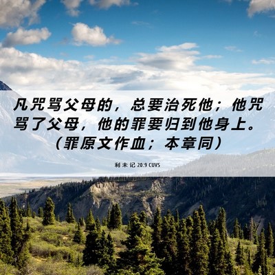 Picture 06 - 利 未 记 20:9 CUVS - 凡 咒 骂 父 母 的 ， 总 要 治 死 他 - Bible Verse Picture