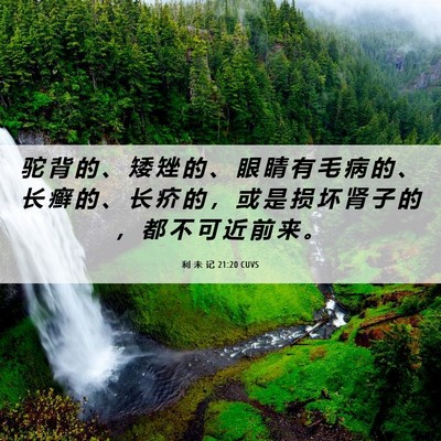 Picture 06 - 利 未 记 21:20 CUVS - 驼 背 的 、 矮 矬 的 、 眼 睛 有 毛 - Bible Verse Picture