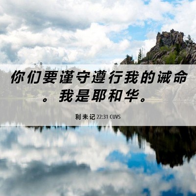 Picture 06 - 利 未 记 22:31 CUVS - 你 们 要 谨 守 遵 行 我 的 诫 命 。 - Bible Verse Picture