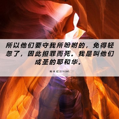 Picture 06 - 利 未 记 22:9 CUVS - 所 以 他 们 要 守 我 所 吩 咐 的 ， - Bible Verse Picture