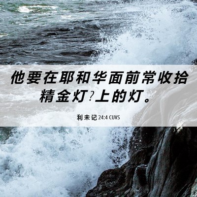 Picture 06 - 利 未 记 24:4 CUVS - 他 要 在 耶 和 华 面 前 常 收 拾 精 - Bible Verse Picture