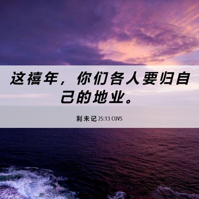 Picture 06 - 利 未 记 25:13 CUVS - 这 禧 年 ， 你 们 各 人 要 归 自 己 - Bible Verse Picture
