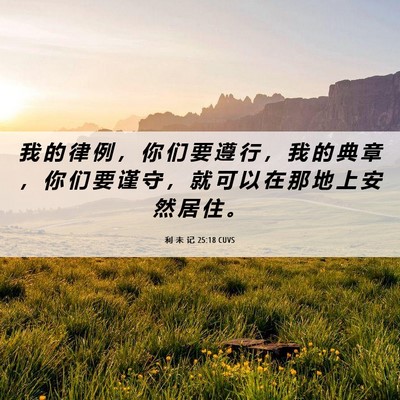 Picture 06 - 利 未 记 25:18 CUVS - 我 的 律 例 ， 你 们 要 遵 行 ， 我 - Bible Verse Picture