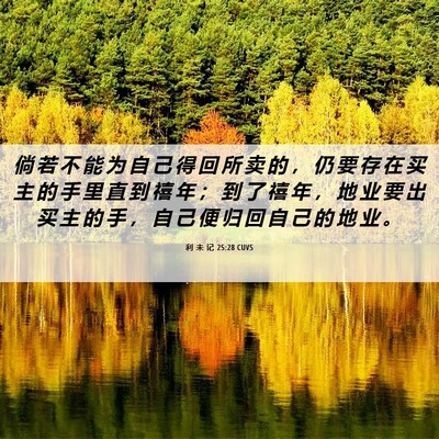 Picture 06 - 利 未 记 25:28 CUVS - 倘 若 不 能 为 自 己 得 回 所 卖 的 - Bible Verse Picture