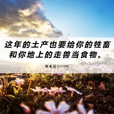 Picture 06 - 利 未 记 25:7 CUVS - 这 年 的 土 产 也 要 给 你 的 牲 畜 - Bible Verse Picture