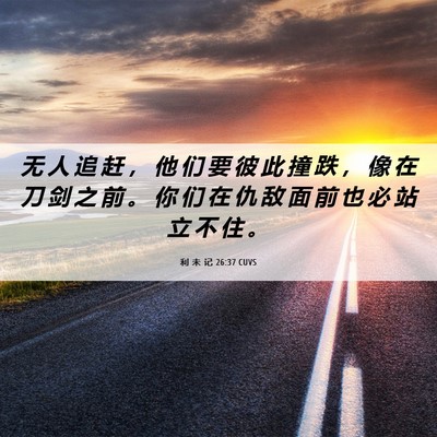 Picture 06 - 利 未 记 26:37 CUVS - 无 人 追 赶 ， 他 们 要 彼 此 撞 跌 - Bible Verse Picture
