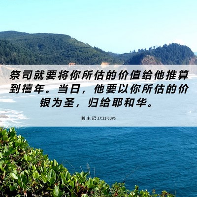 Picture 06 - 利 未 记 27:23 CUVS - 祭 司 就 要 将 你 所 估 的 价 值 给 - Bible Verse Picture