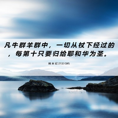 Picture 06 - 利 未 记 27:32 CUVS - 凡 牛 群 羊 群 中 ， 一 切 从 杖 下 - Bible Verse Picture