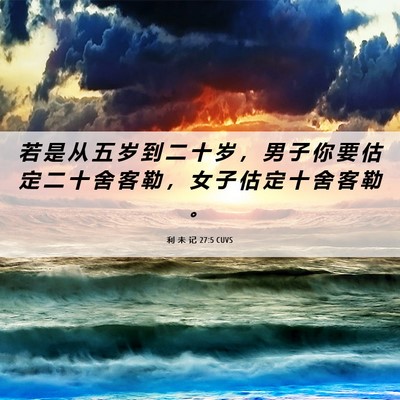 Picture 06 - 利 未 记 27:5 CUVS - 若 是 从 五 岁 到 二 十 岁 ， 男 子 - Bible Verse Picture