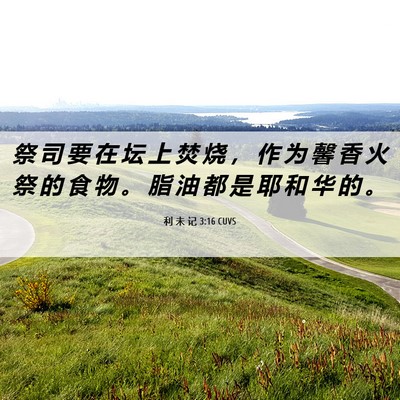 Picture 06 - 利 未 记 3:16 CUVS - 祭 司 要 在 坛 上 焚 烧 ， 作 为 馨 - Bible Verse Picture