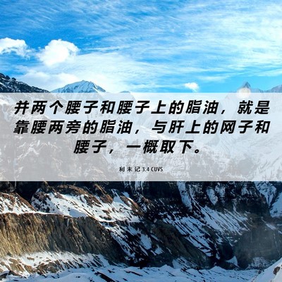 Picture 06 - 利 未 记 3:4 CUVS - 并 两 个 腰 子 和 腰 子 上 的 脂 油 - Bible Verse Picture
