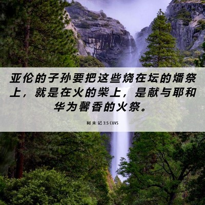 Picture 06 - 利 未 记 3:5 CUVS - 亚 伦 的 子 孙 要 把 这 些 烧 在 坛 - Bible Verse Picture