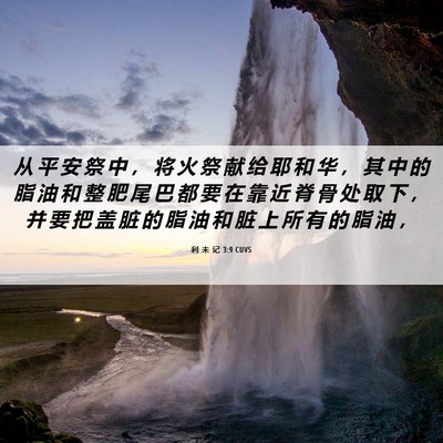Picture 06 - 利 未 记 3:9 CUVS - 从 平 安 祭 中 ， 将 火 祭 献 给 耶 - Bible Verse Picture