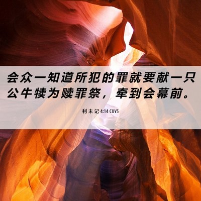 Picture 06 - 利 未 记 4:14 CUVS - 会 众 一 知 道 所 犯 的 罪 就 要 献 - Bible Verse Picture