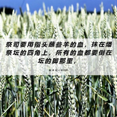 Picture 06 - 利 未 记 4:30 CUVS - 祭 司 要 用 指 头 蘸 些 羊 的 血 ， - Bible Verse Picture