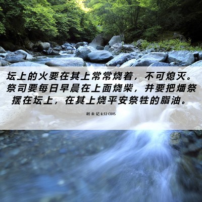 Picture 06 - 利 未 记 6:12 CUVS - 坛 上 的 火 要 在 其 上 常 常 烧 着 - Bible Verse Picture