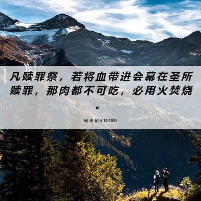 Picture 06 - 利 未 记 6:30 CUVS - 凡 赎 罪 祭 ， 若 将 血 带 进 会 幕 - Bible Verse Picture
