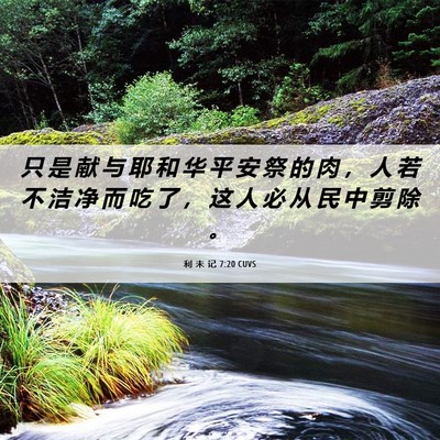 Picture 06 - 利 未 记 7:20 CUVS - 只 是 献 与 耶 和 华 平 安 祭 的 肉 - Bible Verse Picture