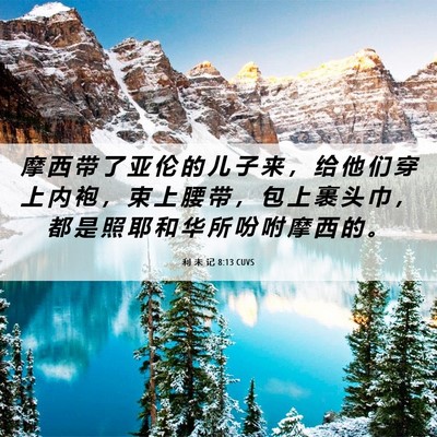 Picture 06 - 利 未 记 8:13 CUVS - 摩 西 带 了 亚 伦 的 儿 子 来 ， 给 - Bible Verse Picture