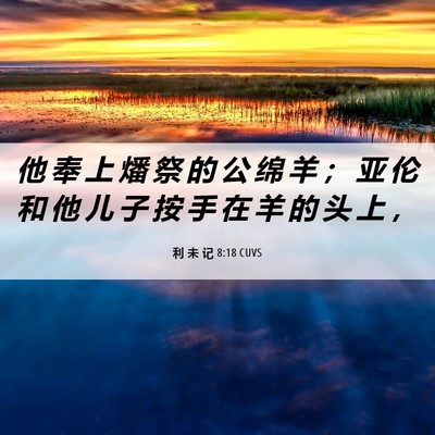 Picture 06 - 利 未 记 8:18 CUVS - 他 奉 上 燔 祭 的 公 绵 羊 ； 亚 伦 - Bible Verse Picture