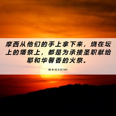 Picture 06 - 利 未 记 8:28 CUVS - 摩 西 从 他 们 的 手 上 拿 下 来 ， - Bible Verse Picture