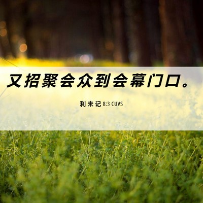 Picture 06 - 利 未 记 8:3 CUVS - 又 招 聚 会 众 到 会 幕 门 口 - Bible Verse Picture
