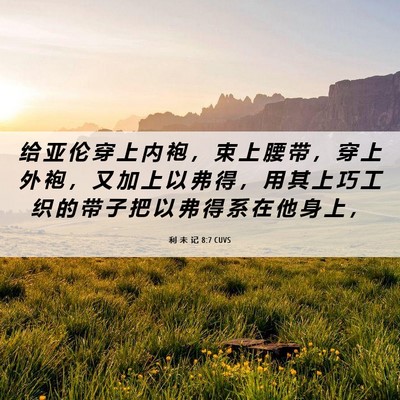 Picture 06 - 利 未 记 8:7 CUVS - 给 亚 伦 穿 上 内 袍 ， 束 上 腰 带 - Bible Verse Picture