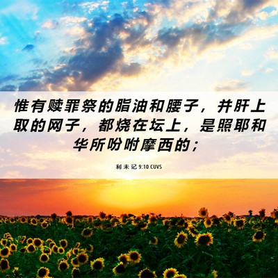 Picture 06 - 利 未 记 9:10 CUVS - 惟 有 赎 罪 祭 的 脂 油 和 腰 子 ， - Bible Verse Picture