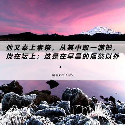 Picture 06 - 利 未 记 9:17 CUVS - 他 又 奉 上 素 祭 ， 从 其 中 取 一 - Bible Verse Picture