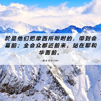 Picture 06 - 利 未 记 9:5 CUVS - 於 是 他 们 把 摩 西 所 吩 咐 的 ， - Bible Verse Picture