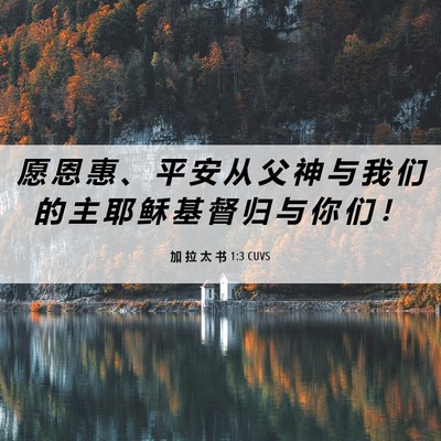 Picture 06 - 加 拉 太 书 1:3 CUVS - 愿 恩 惠 、 平 安 从 父 神 与 我 们 - Bible Verse Picture